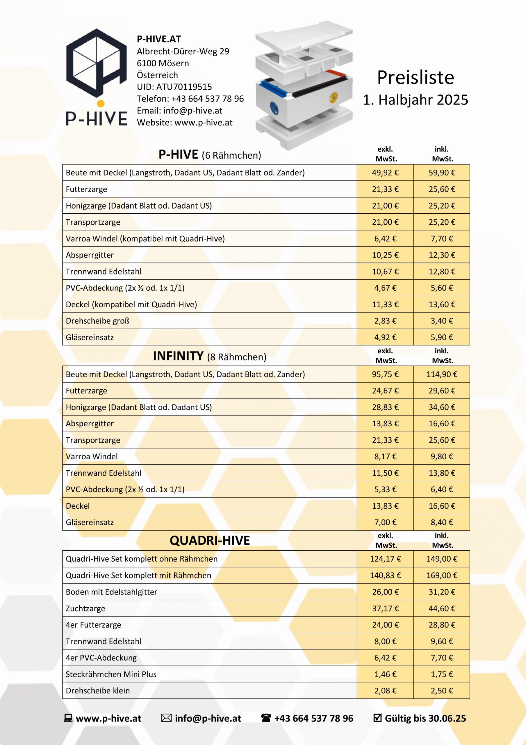 P-Hive Quadri Hive Infinity Preisliste